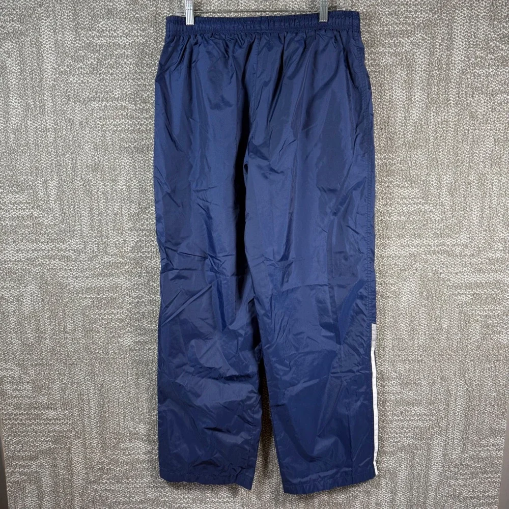 Adidas Track Windbreaker Pants Mens M Blue 3-Stripe Mesh Lined Zipper Hem Jogger - Picture 11 of 11